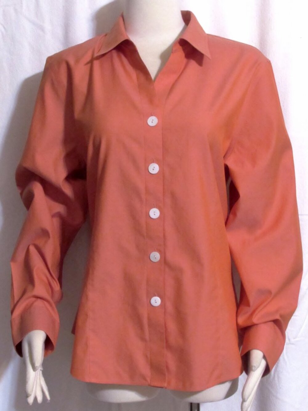 NEW Womens Ladies COLDWATER CREEK Melon Orange 100% Cotton Shirt Top XL Orig $89